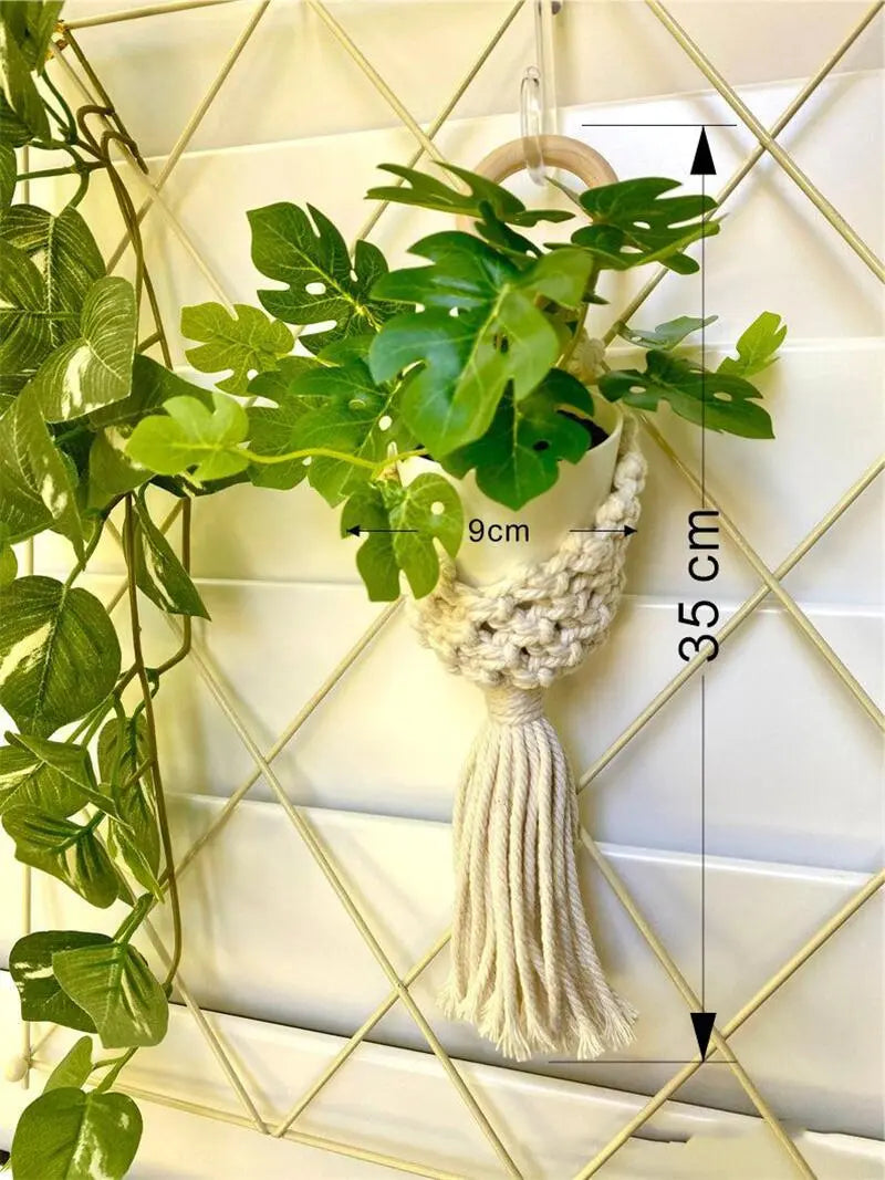 Colourful Macrame Wall Hanging Air Plant Holder Planter Cotton Hand Weaving Flowerpot Net Bag For Home Decor Bedroom Decoration